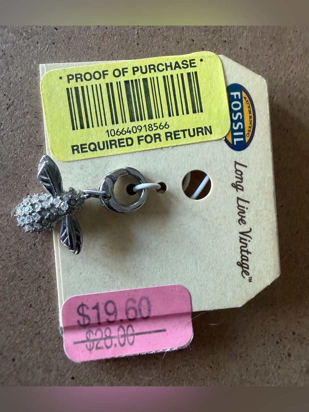 Fossil Bee charm
